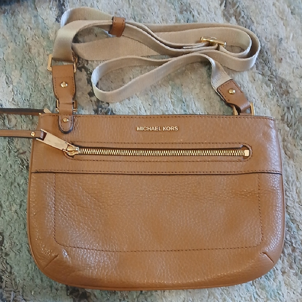 Michael Kors Brown Crossbody Bag with Gold Accents